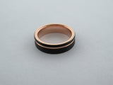 6mm BRUSHED Black Tungsten Carbide Unisex Band With Rose Gold* Stripe and Interior