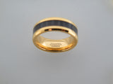 8mm POLISHED Yellow Gold* Tungsten Carbide Unisex Band with Black Wood Inlay