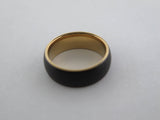 8mm BRUSHED Black Tungsten Carbide Unisex Band With Yellow Gold* Interior