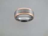 8mm BRUSHED Silver* Tungsten Carbide Unisex Band with Rose Gold* Sides