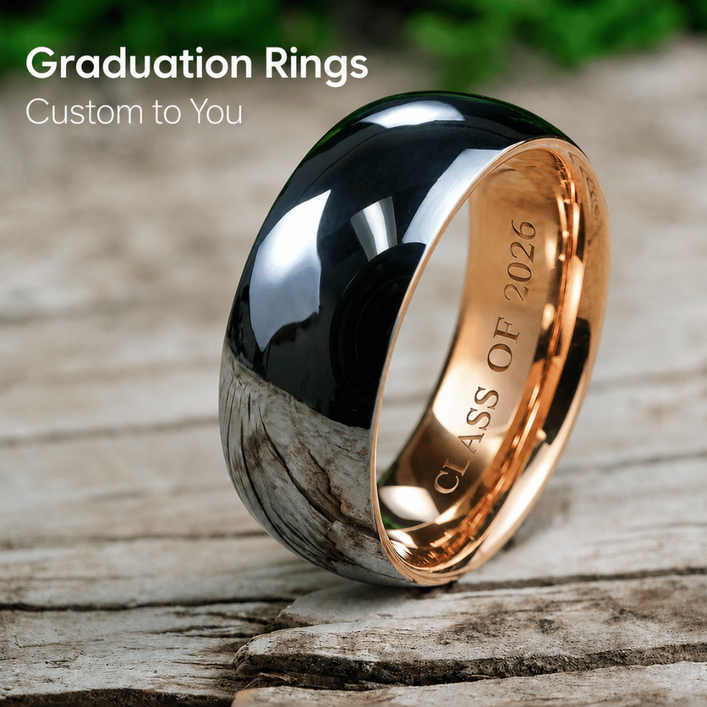Graduation Rings Custom to You — tungsten band engraved Class of 2026