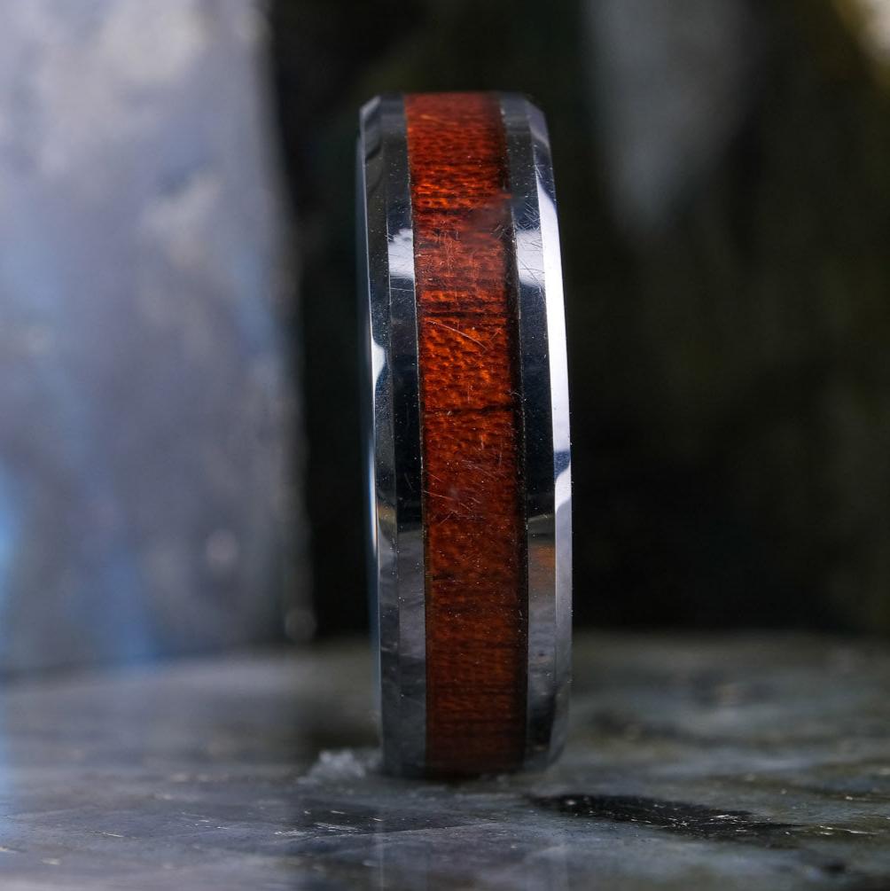 Koa Wood Silver Band - 6mm