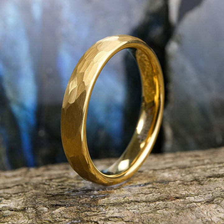 Yellow Gold Hammered Band - 4mm