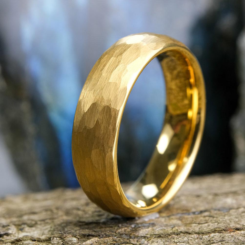 Classic Brushed Gold Tungsten Carbide Unisex Band - 6mm
