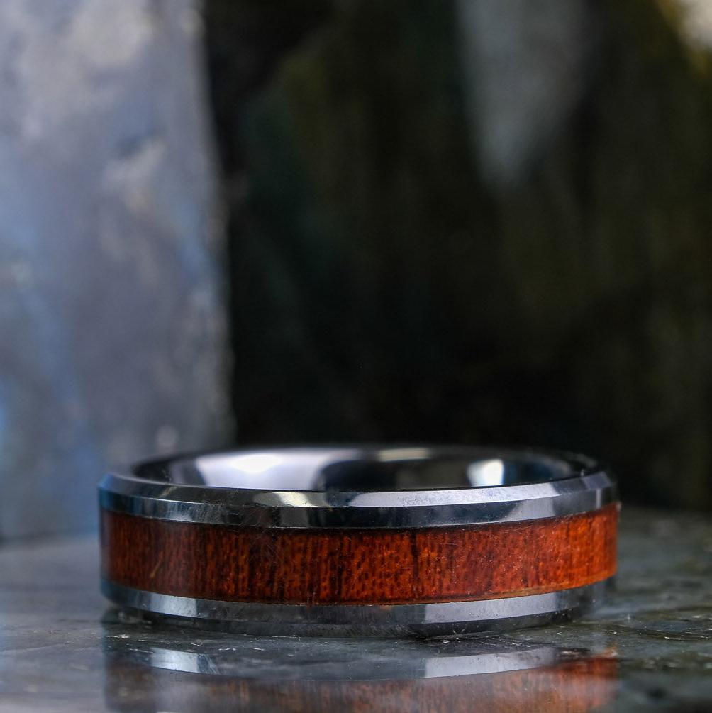 Koa Wood Silver Band - 6mm