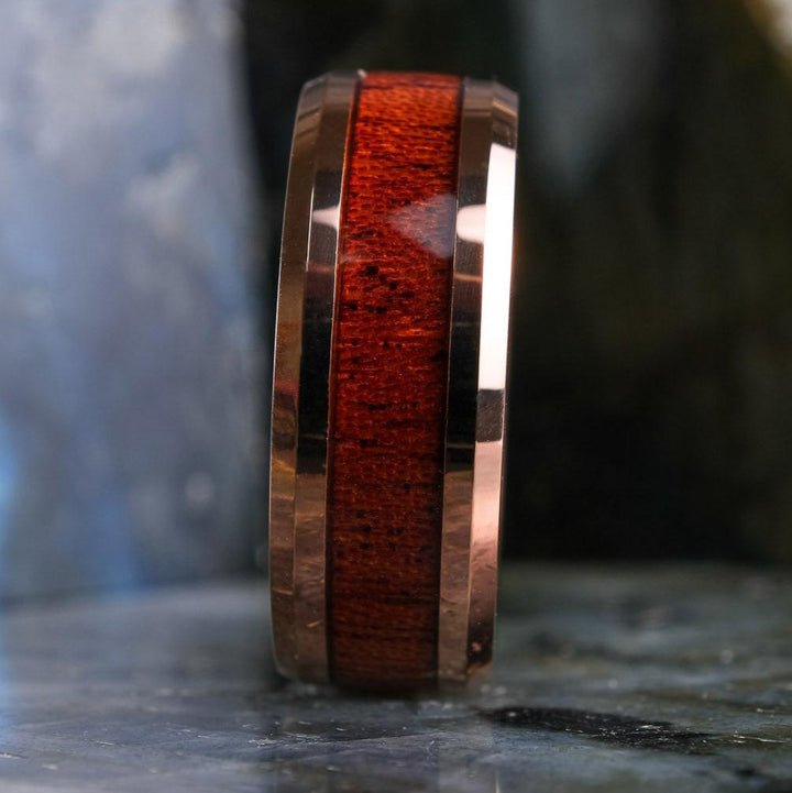 Koa Wood Rose Gold Band - 8mm