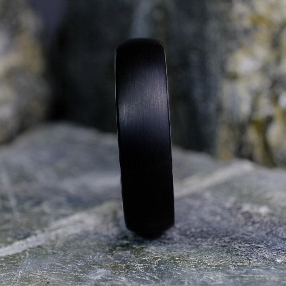 Classic Brushed Black Band with Silver Interior - 6mm