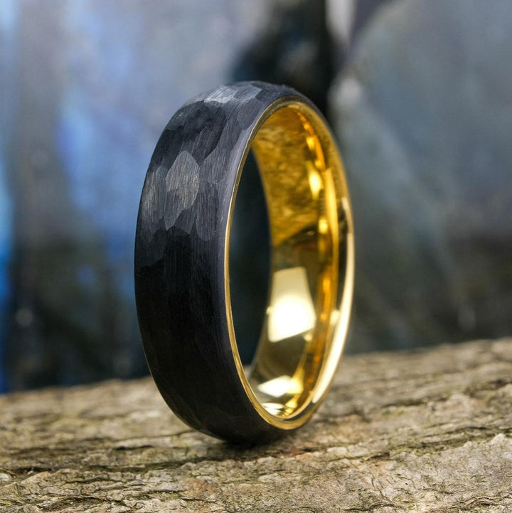 Black Hammered / Yellow Gold Interior - 6mm