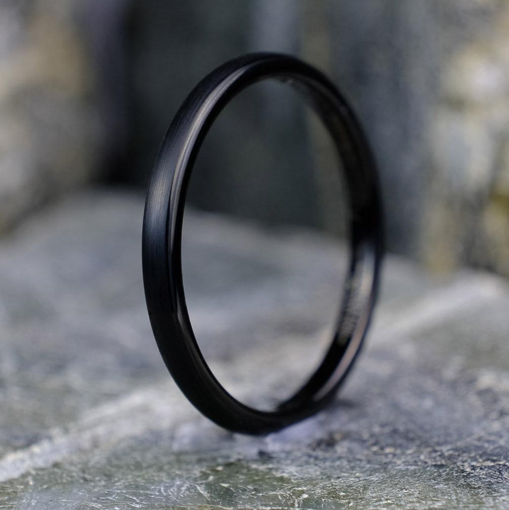 Classic Brushed Black Band - 2mm