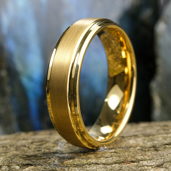 Yellow Gold Beveled Edge - 6mm