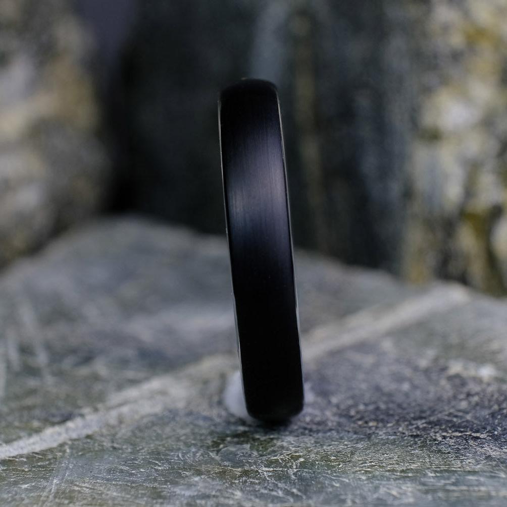 Classic Brushed Black Band with Silver Interior - 4mm