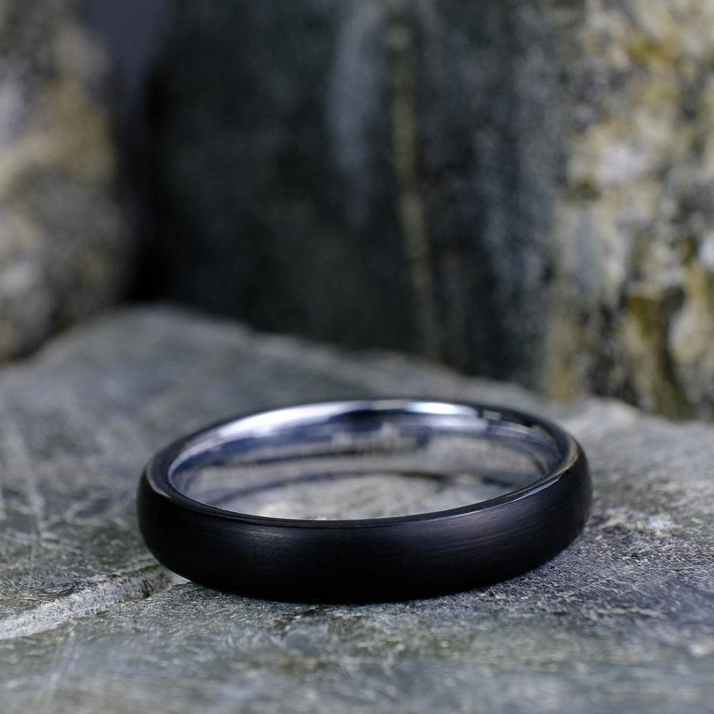 Classic Brushed Black Band with Silver Interior - 4mm