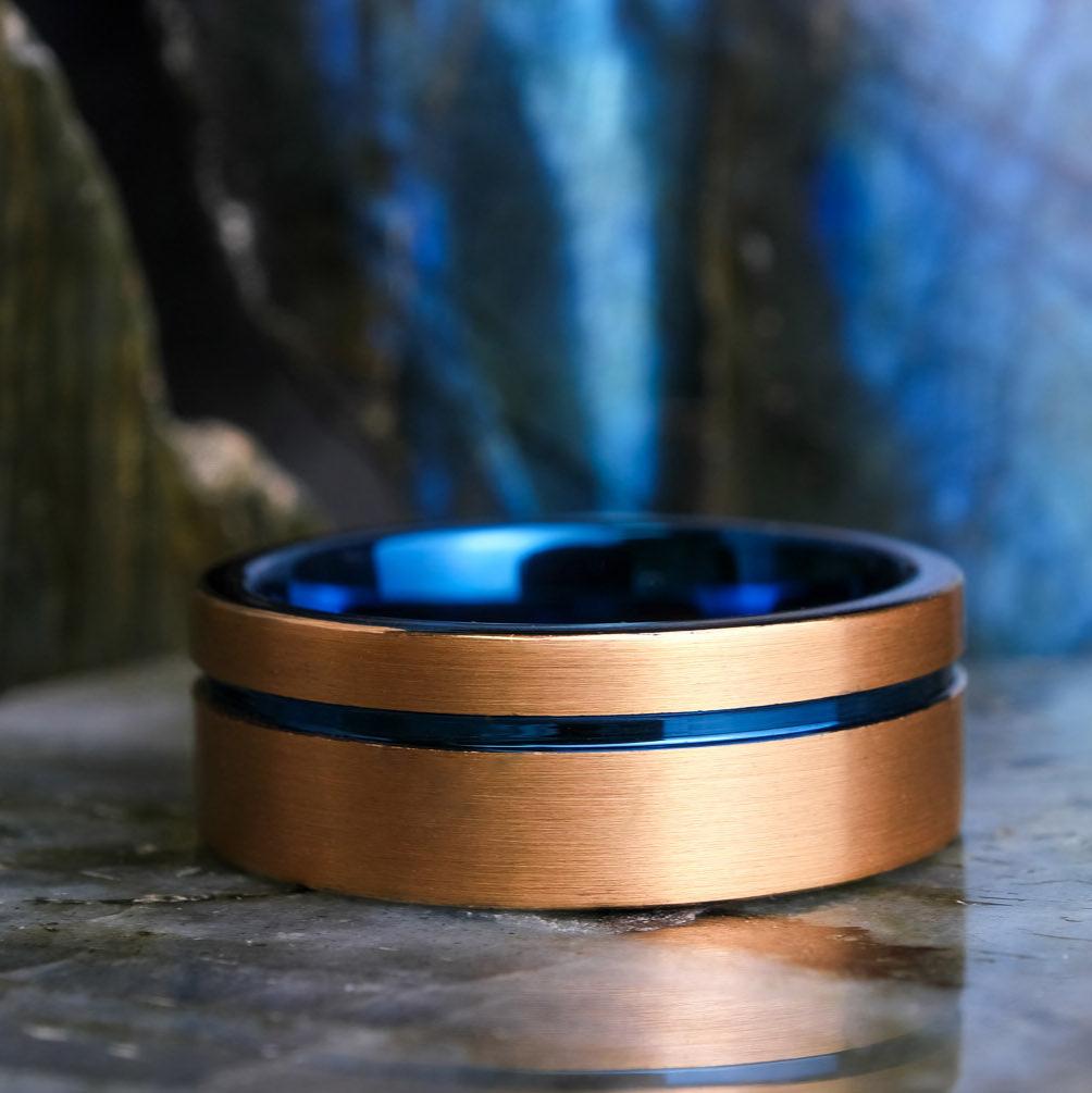 Brushed Rose Gold / Blue Stripe & Interior - 8mm