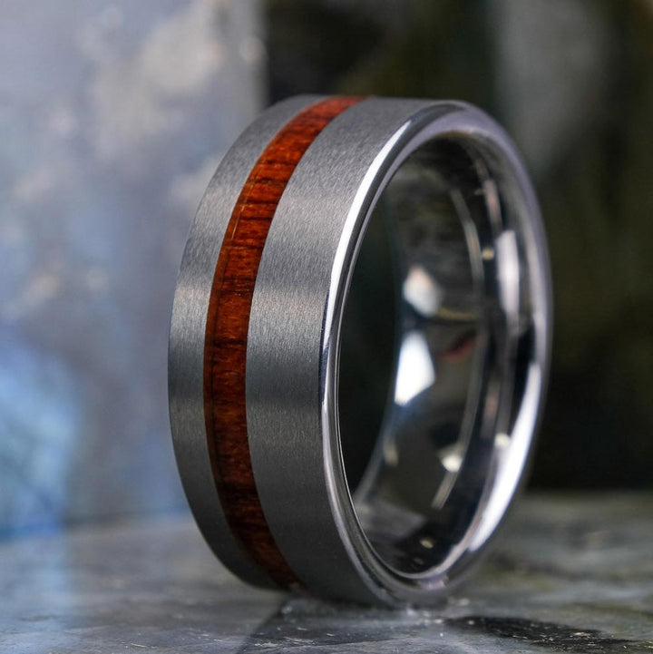 Koa Wood Stripe / Brushed Silver - 8mm