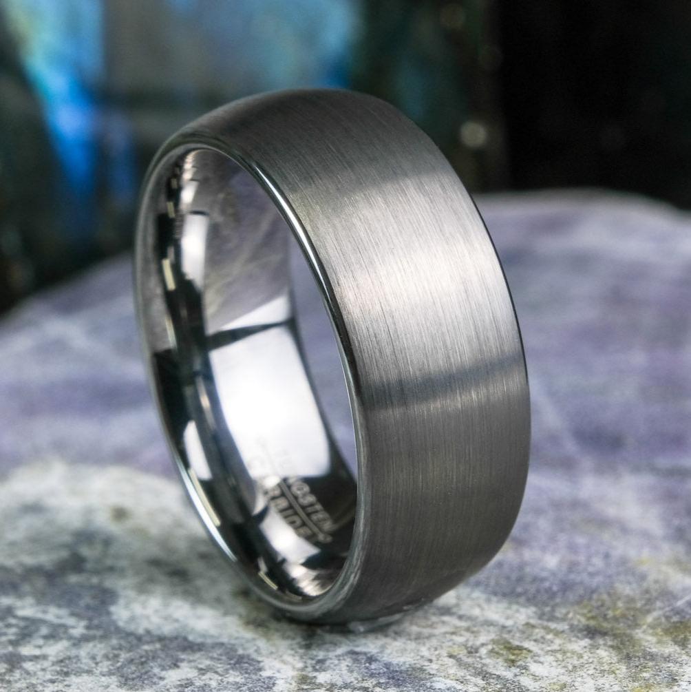 Classic Brushed Silver Tungsten Carbide Unisex Band - 8mm