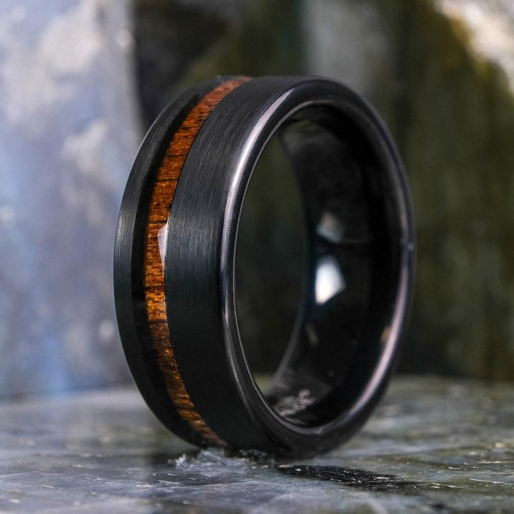 Koa Wood Stripe / Brushed Black - 6mm