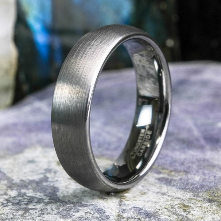 Classic Brushed Silver Tungsten Carbide Unisex Band - 6mm