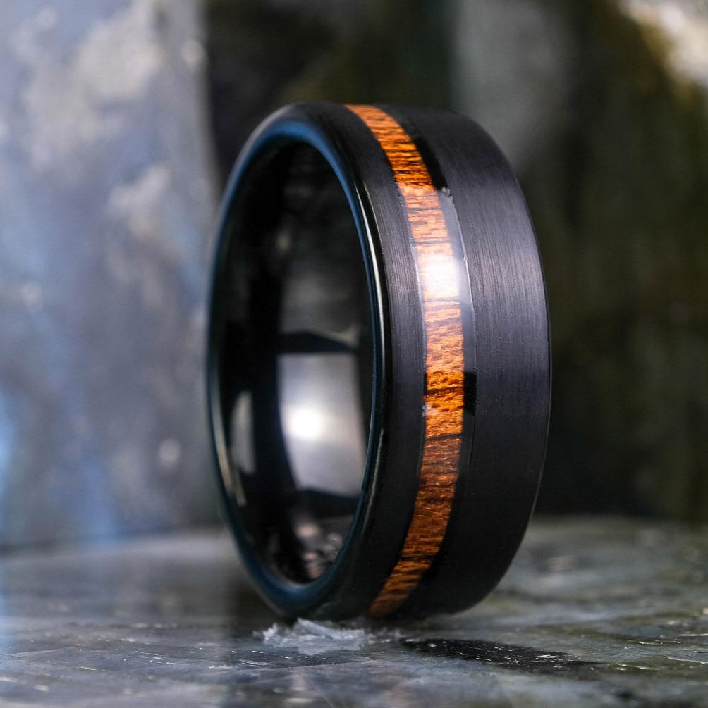 Koa Wood Stripe / Brushed Black - 8mm