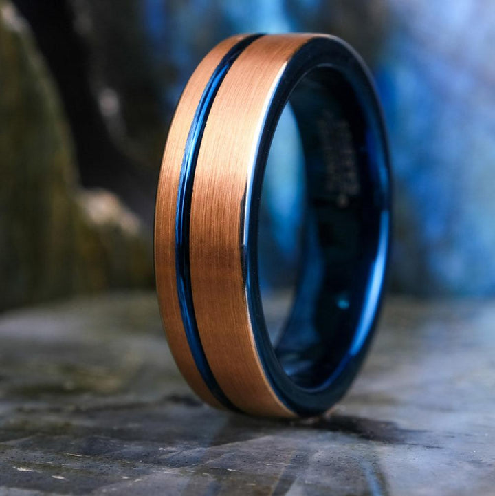 Brushed Rose Gold / Blue Stripe & Interior - 6mm