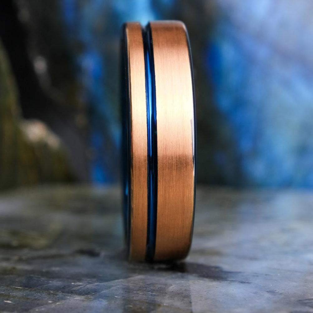 Brushed Rose Gold / Blue Stripe & Interior - 6mm