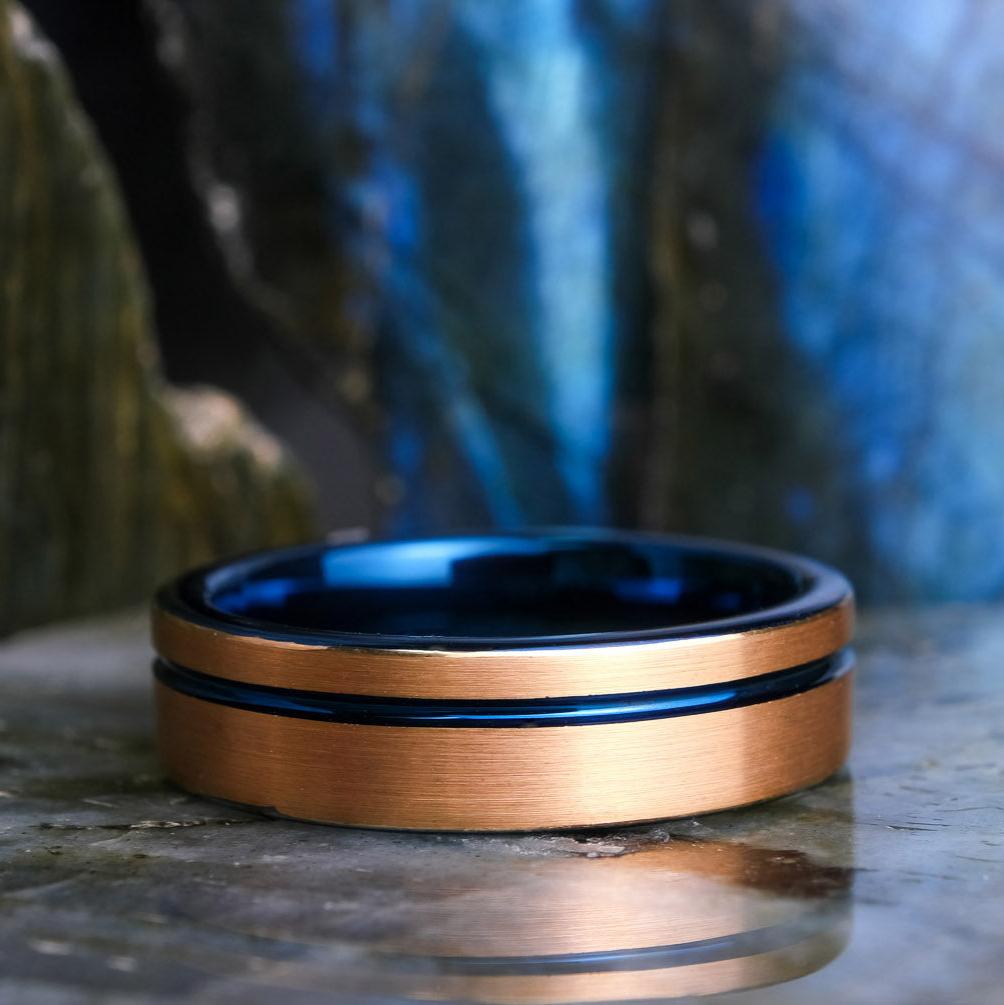 Brushed Rose Gold / Blue Stripe & Interior - 6mm