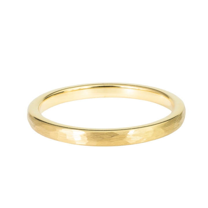 His & Hers Yellow Gold Hammered Set | 2mm + 6mm