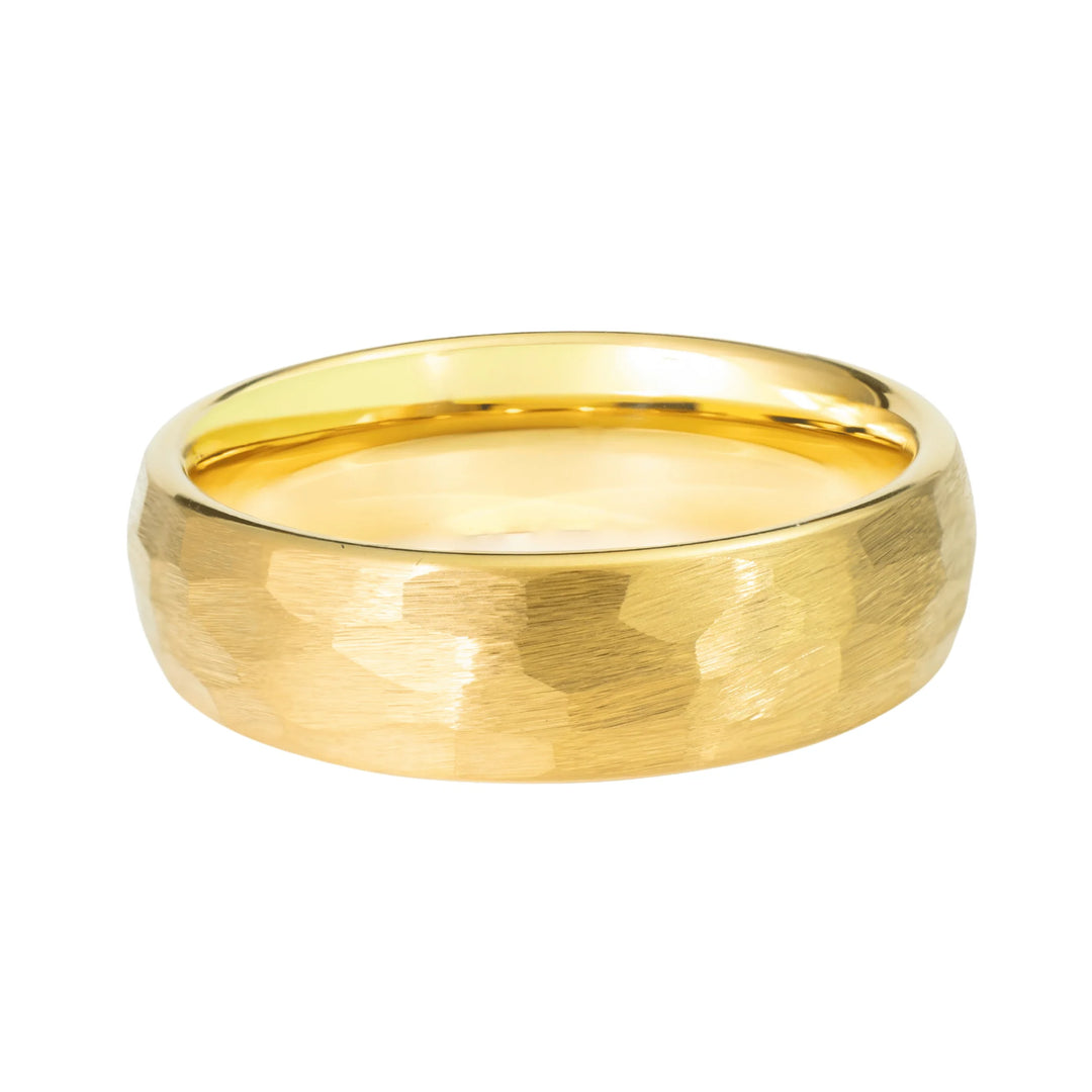 His & Hers Yellow Gold Hammered Set | 2mm + 6mm