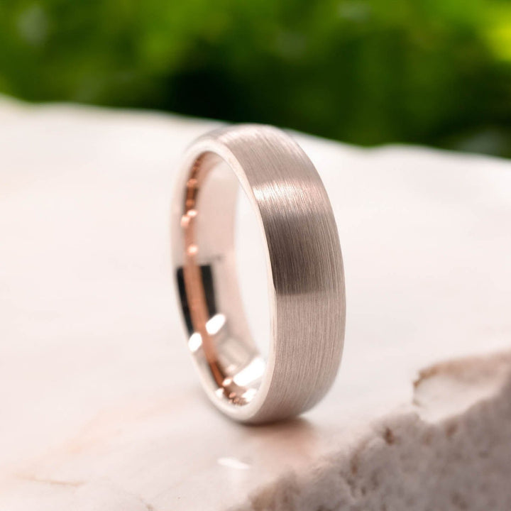 Classic Brushed Rose Gold Tungsten Carbide Unisex Band - 6mm