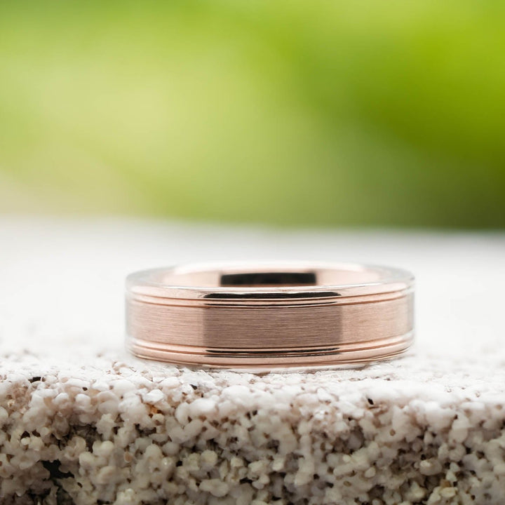 Brushed Rose Gold Band / High Polished Walls - 6mm