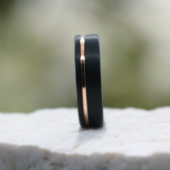 Black Brushed Side Walls / Rose Gold Stripe - 6mm