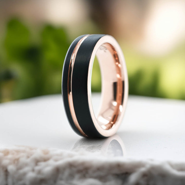 Black Brushed / Rose Gold Stripe & Interior - 6mm