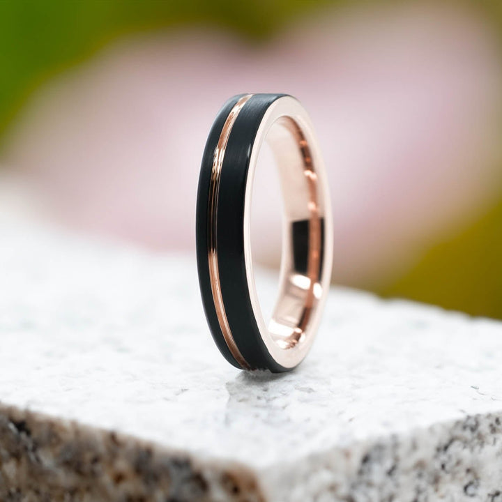 Black Brushed / Rose Gold Stripe & Interior - 4mm