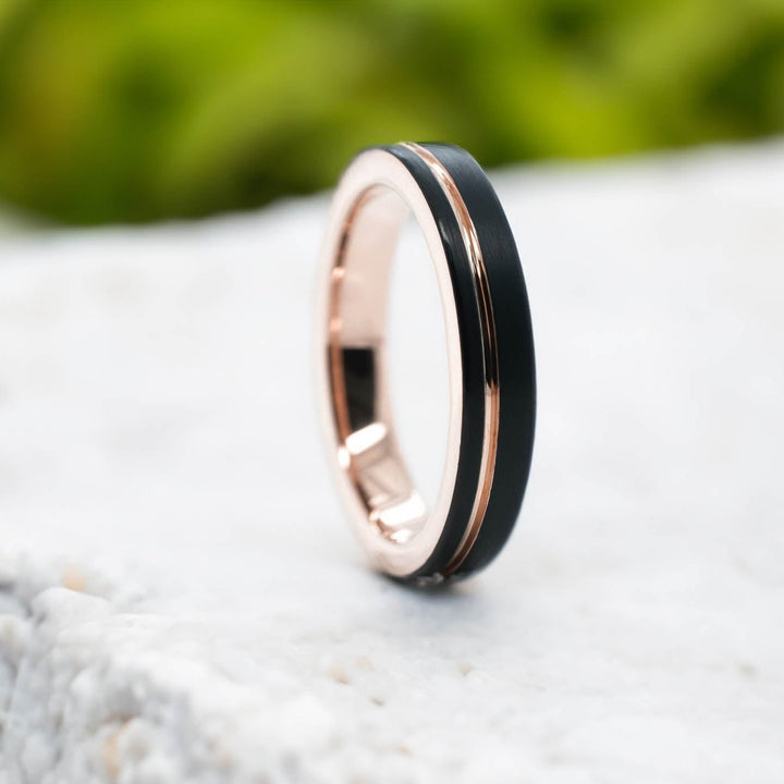 Black Brushed / Rose Gold Stripe & Interior - 4mm