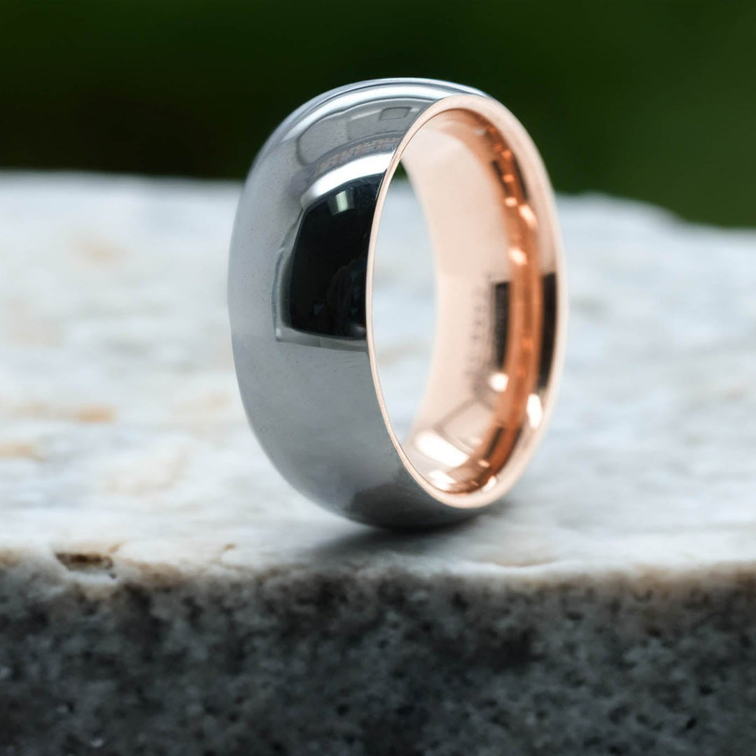 High Polished Silver / Rose Gold Interior - 8mm