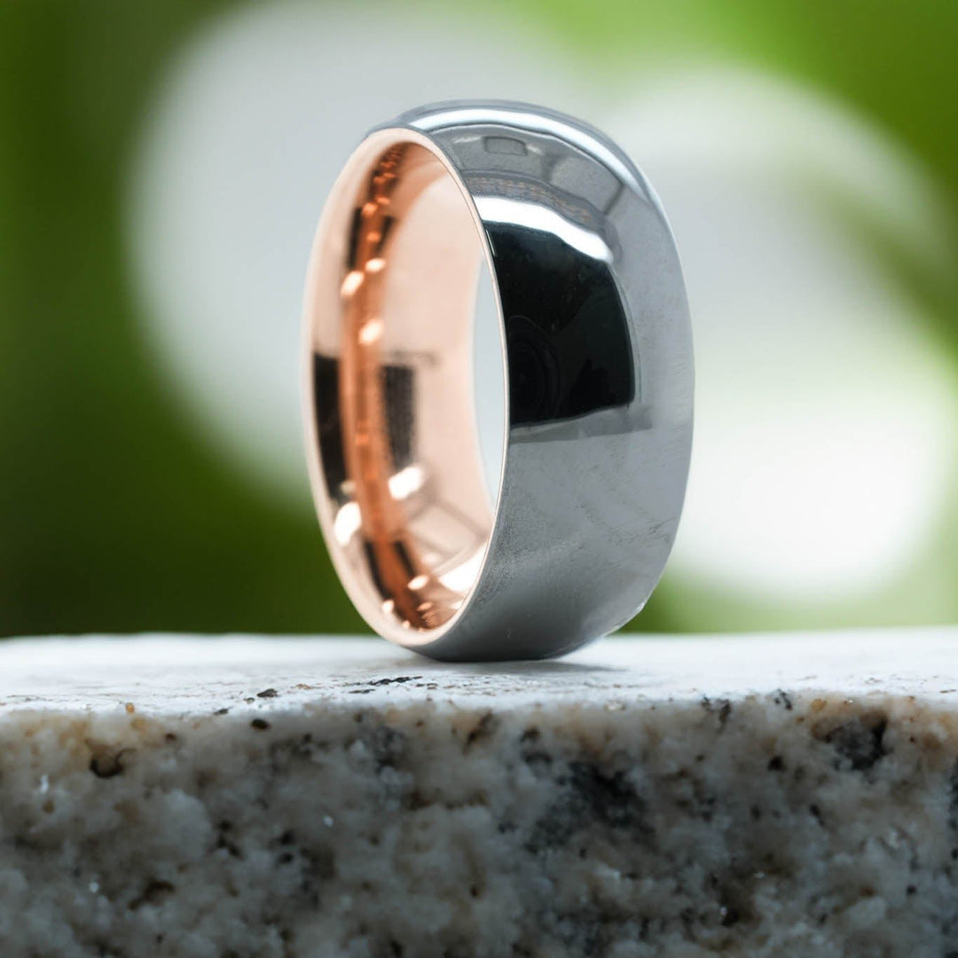 High Polished Silver / Rose Gold Interior - 8mm