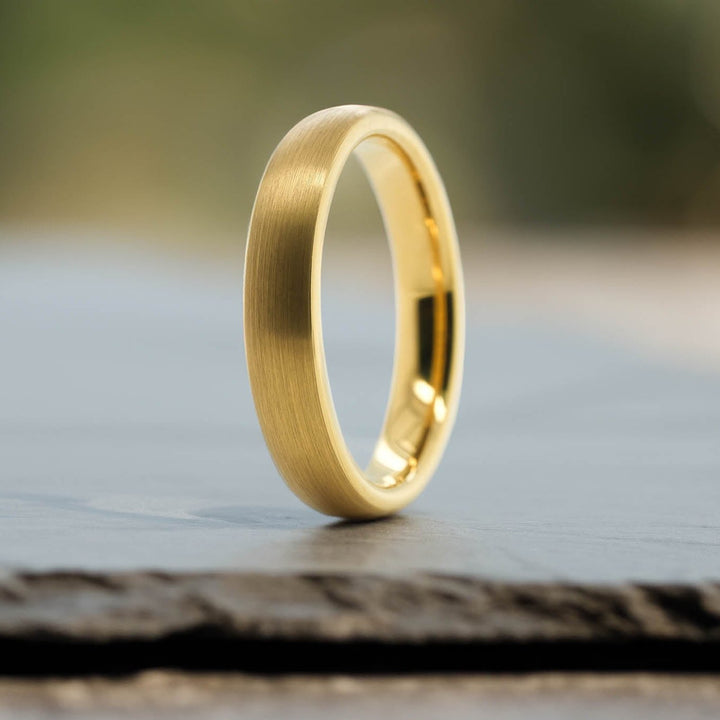 Classic Brushed Gold Tungsten Carbide Unisex Band - 4mm