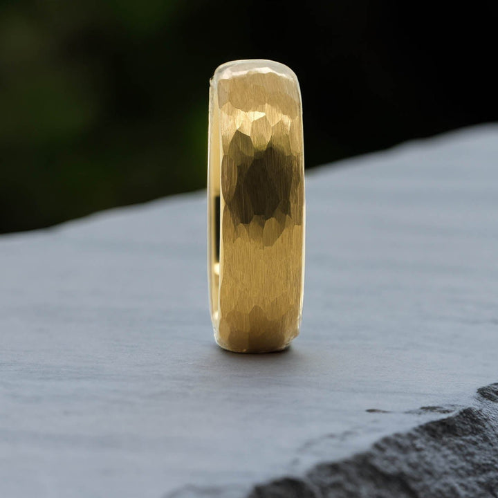 Yellow Gold Hammered Band - 6mm