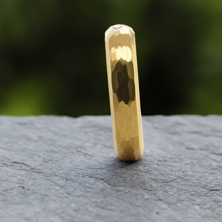 Yellow Gold Hammered Band - 4mm