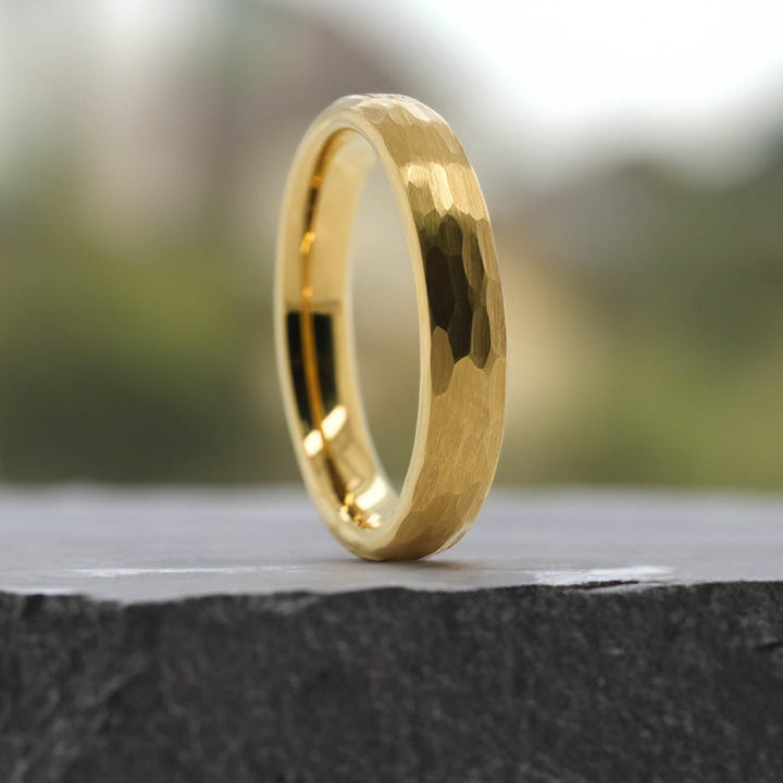 Yellow Gold Hammered Band - 4mm