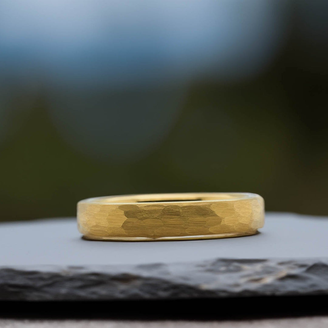 Yellow Gold Hammered Band - 4mm