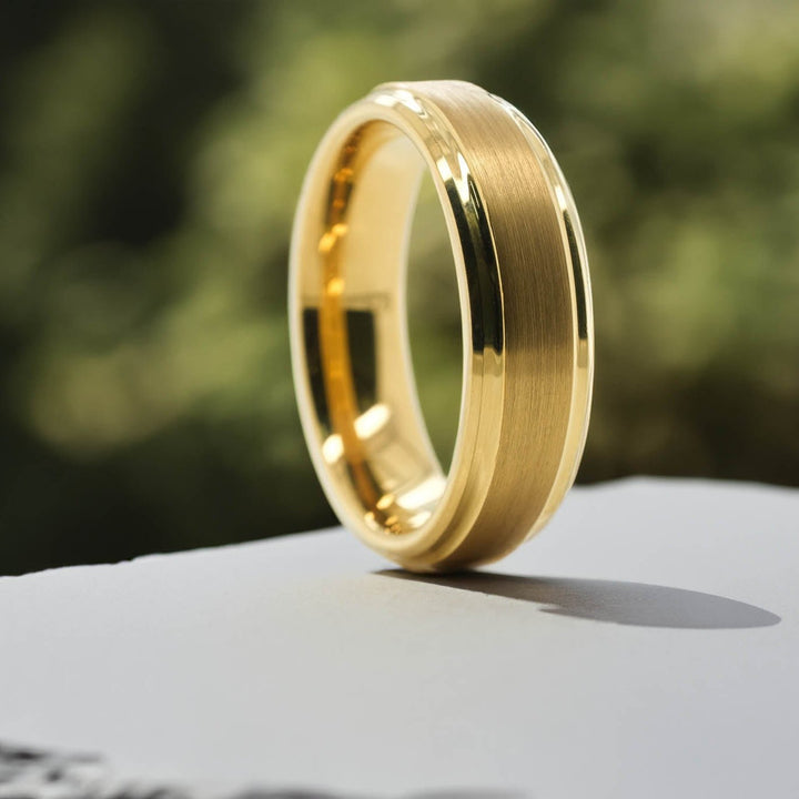 Yellow Gold Beveled Edge - 6mm