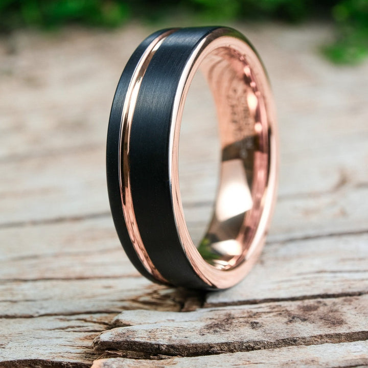 Black Brushed / Rose Gold Stripe & Interior - 6mm