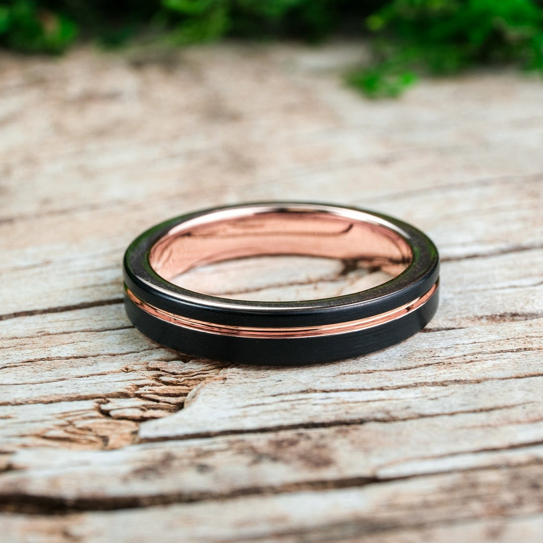 Black Brushed / Rose Gold Stripe & Interior - 4mm