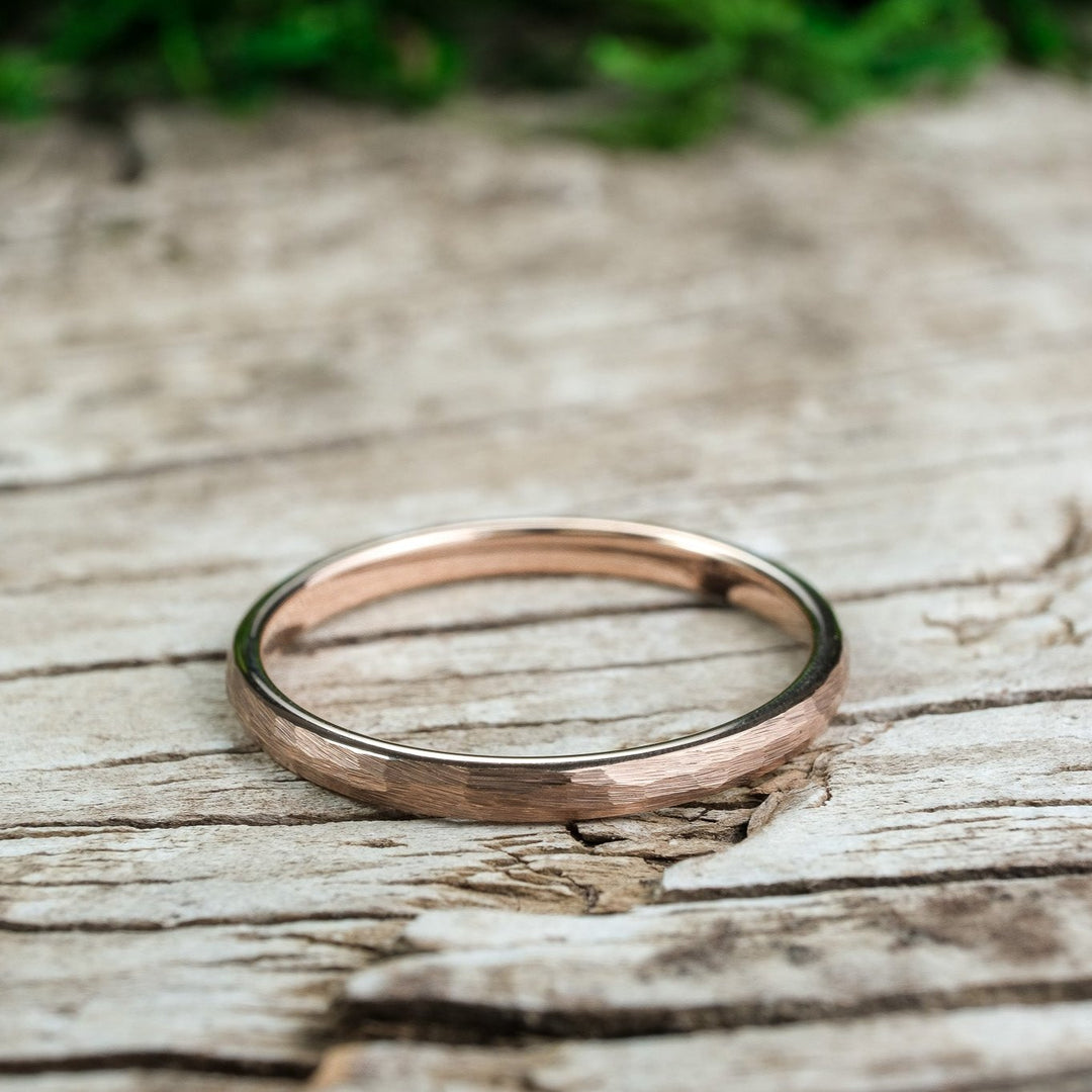 Rose Gold Hammered Band - 2mm