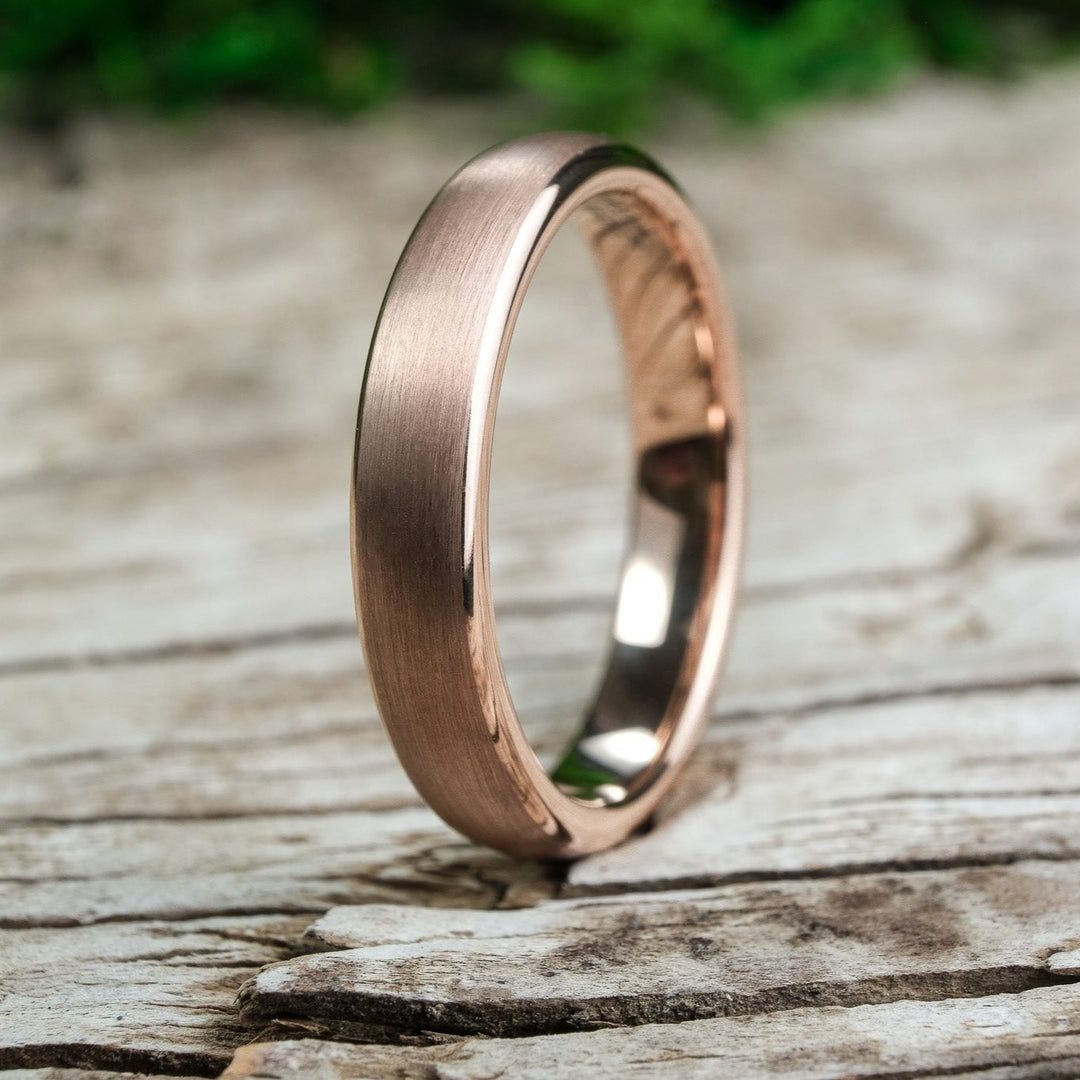 Classic Brushed Rose Gold Tungsten Carbide Unisex Band - 4mm