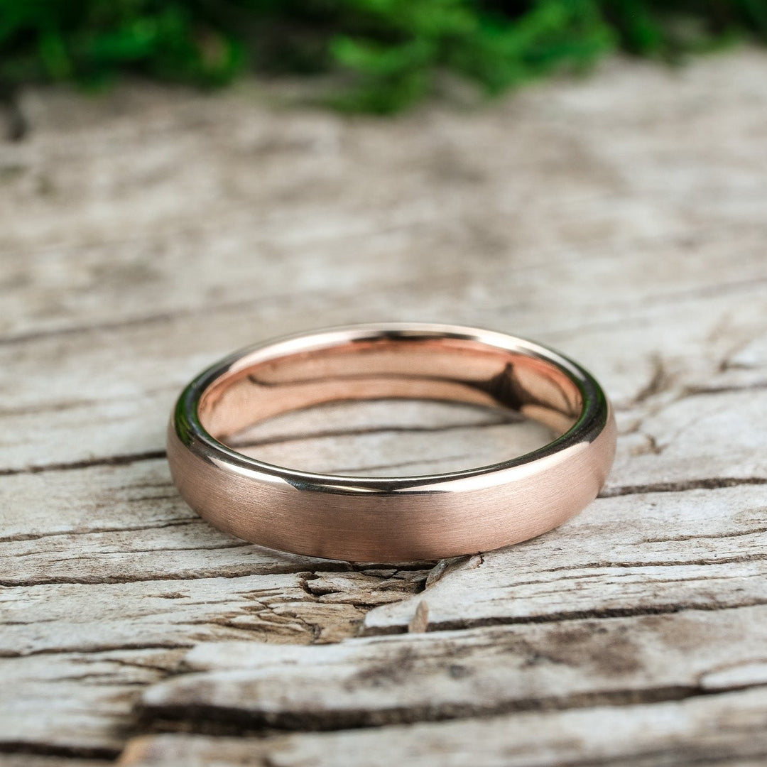 Classic Brushed Rose Gold Tungsten Carbide Unisex Band - 4mm