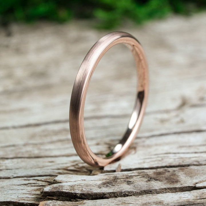 Classic Brushed Rose Gold Tungsten Carbide Unisex Band - 2mm