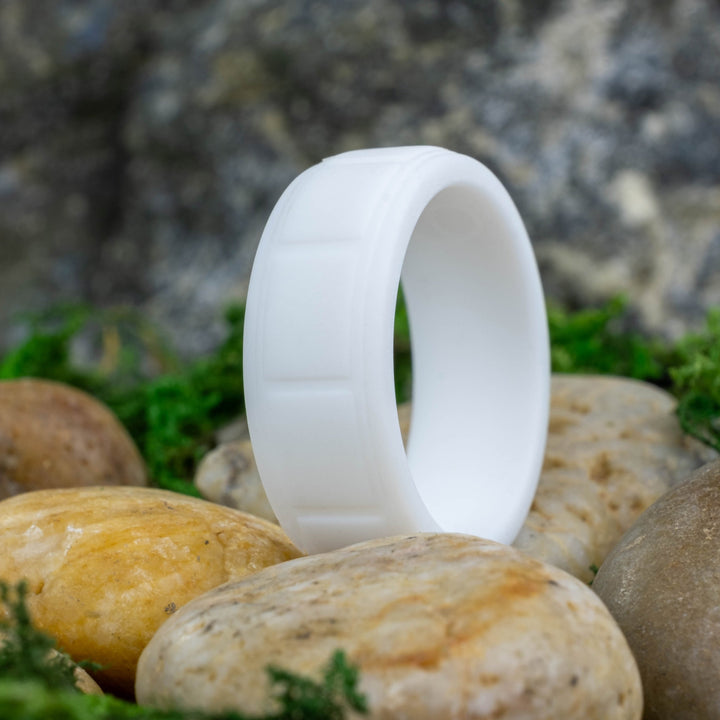 Silicone White Activity Band / Square Design - 8mm