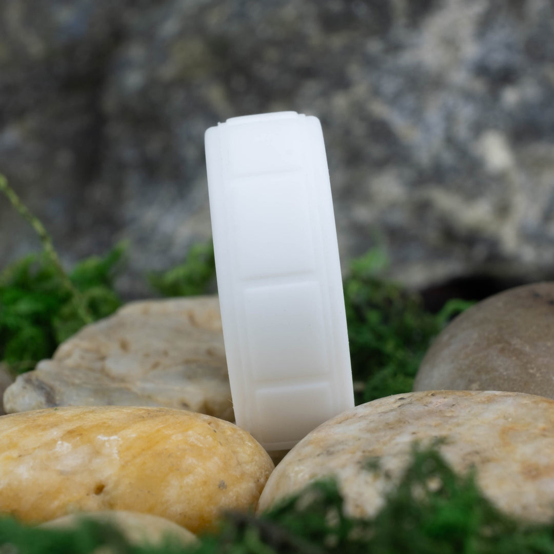 Silicone White Activity Band / Square Design - 8mm