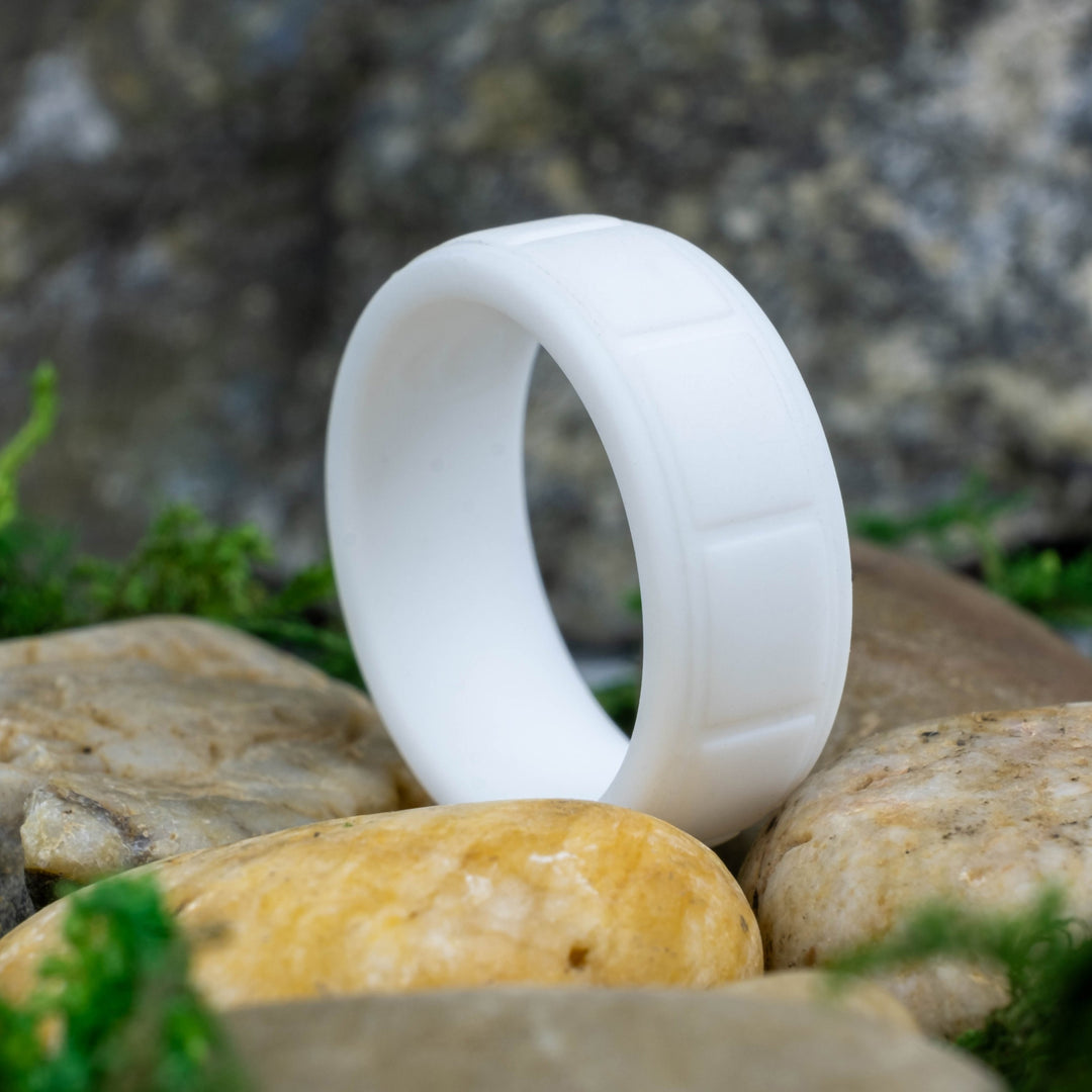 Silicone White Activity Band / Square Design - 8mm